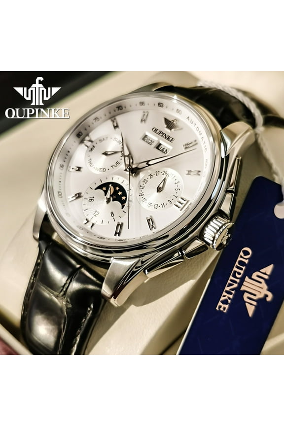 100% Original Automatic Watches for Mens Self Winding Leather Strap Dress Reloj Male Adult Wristwatch