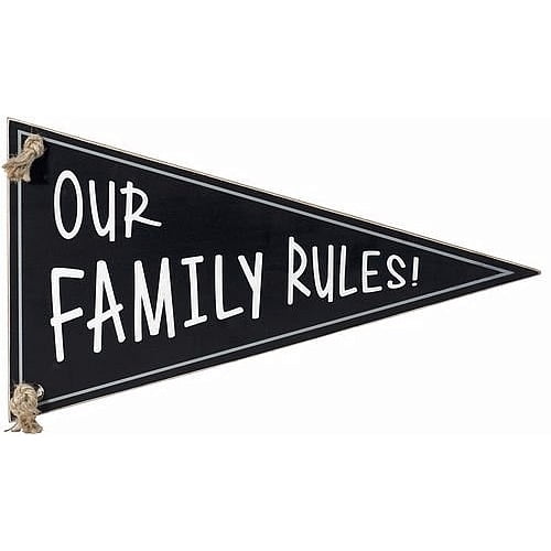 OUR FAMILY RULES Pennant 16x9 Box Sign by Malden