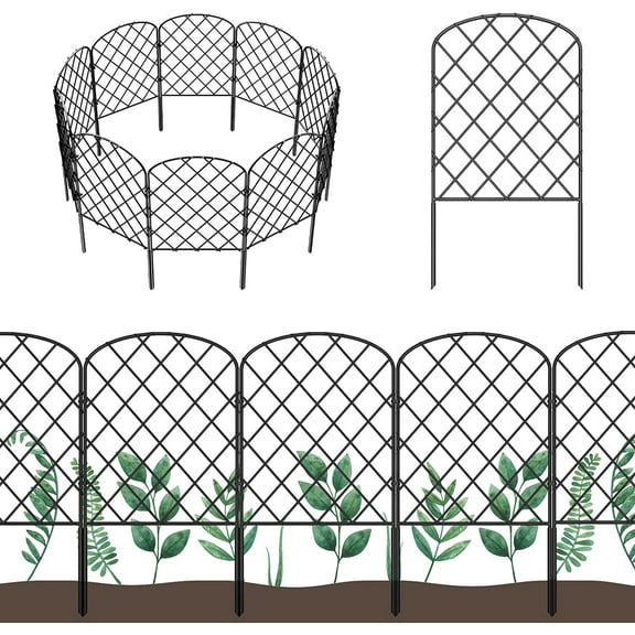 OUSHENG 10 Pack Decorative Garden Fence, Total 10ft(L) x 24in(H) Animal Barrier Border, Rustproof Metal Wire Section Edging Fencing Panel for Outdoor Patio Garden Yard, Arched