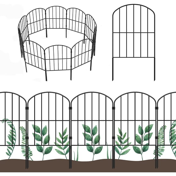 OUSHENG Decorative Garden Fence Fencing 10 Panels, 10ft (L) x 24in (H) Rustproof Metal Wire Border Animal Barrier for Dog, Flower Edging for Yard Landscape Patio Outdoor Decor, Arched