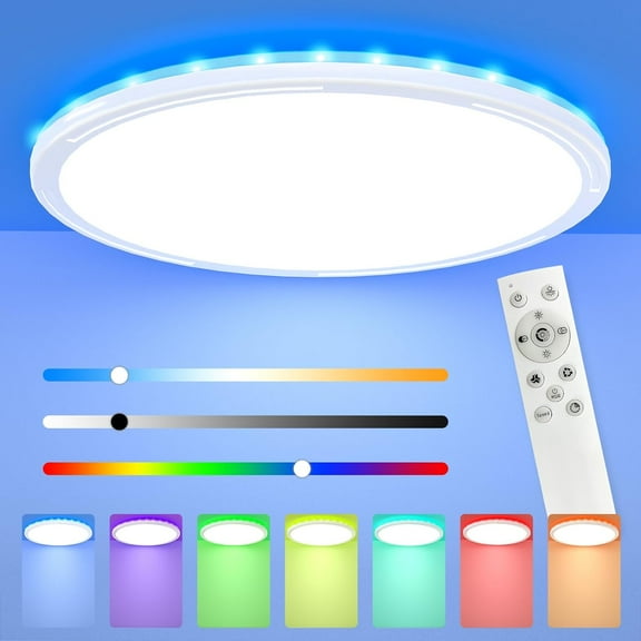 OUSIDE 30W Dimmable LED Ceiling Light Fixtures with Remote Control,3000-6500K Adjustable Ceiling Lamp Flat Black Round IP54 Waterproof Modern Lamp for Living Room,Bathroom,Hallway,Bedroom,Kitchen
