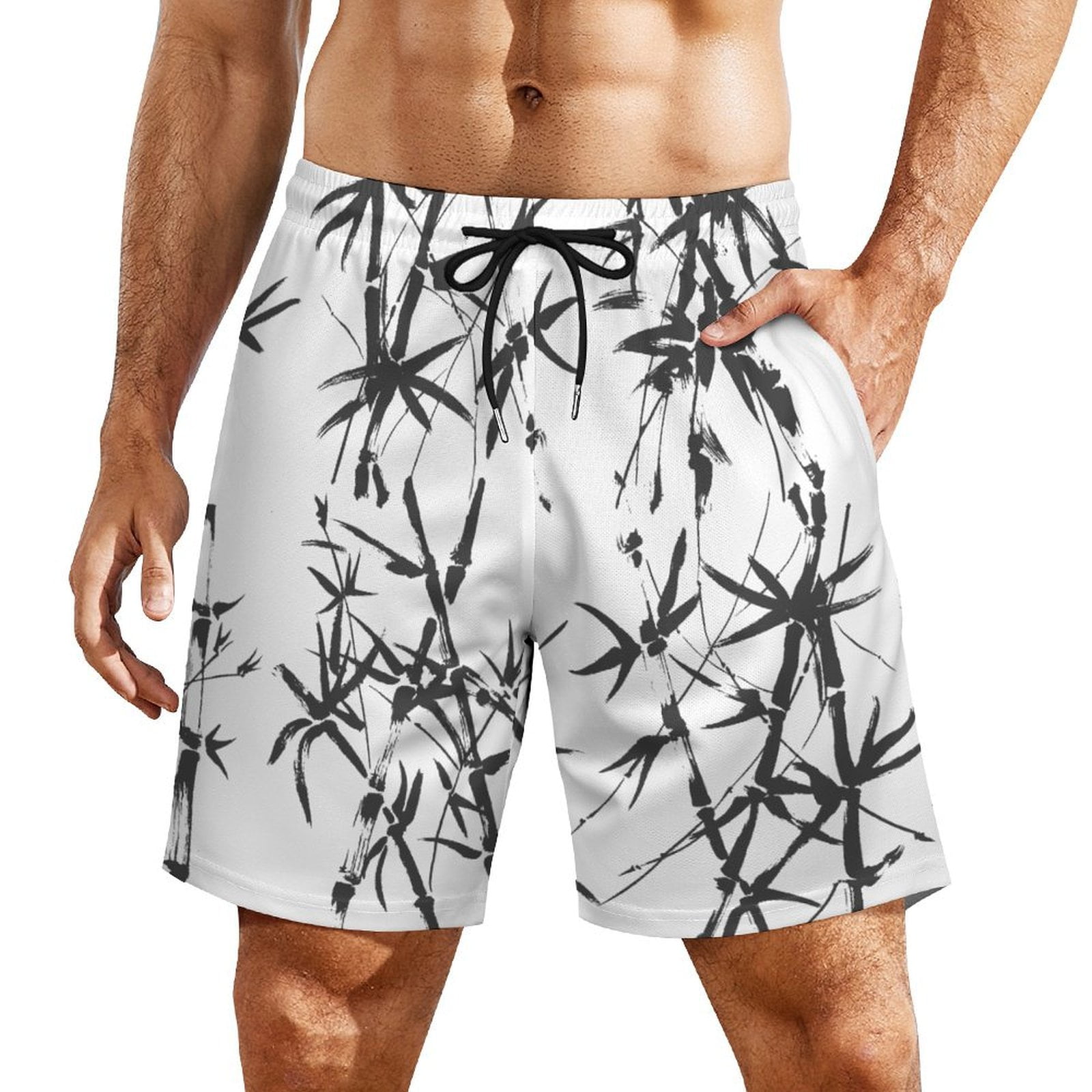 OUSIMEN Men's Novelty Swimwear Men's Board Shorts with Mesh Mens Briefs