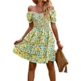 thumbnail image 1 of OUSIMEN Women's Dresses Casual Summer Print Ruffle A Line Short Sleeve Mini Floral Dress for Women, 1 of 10