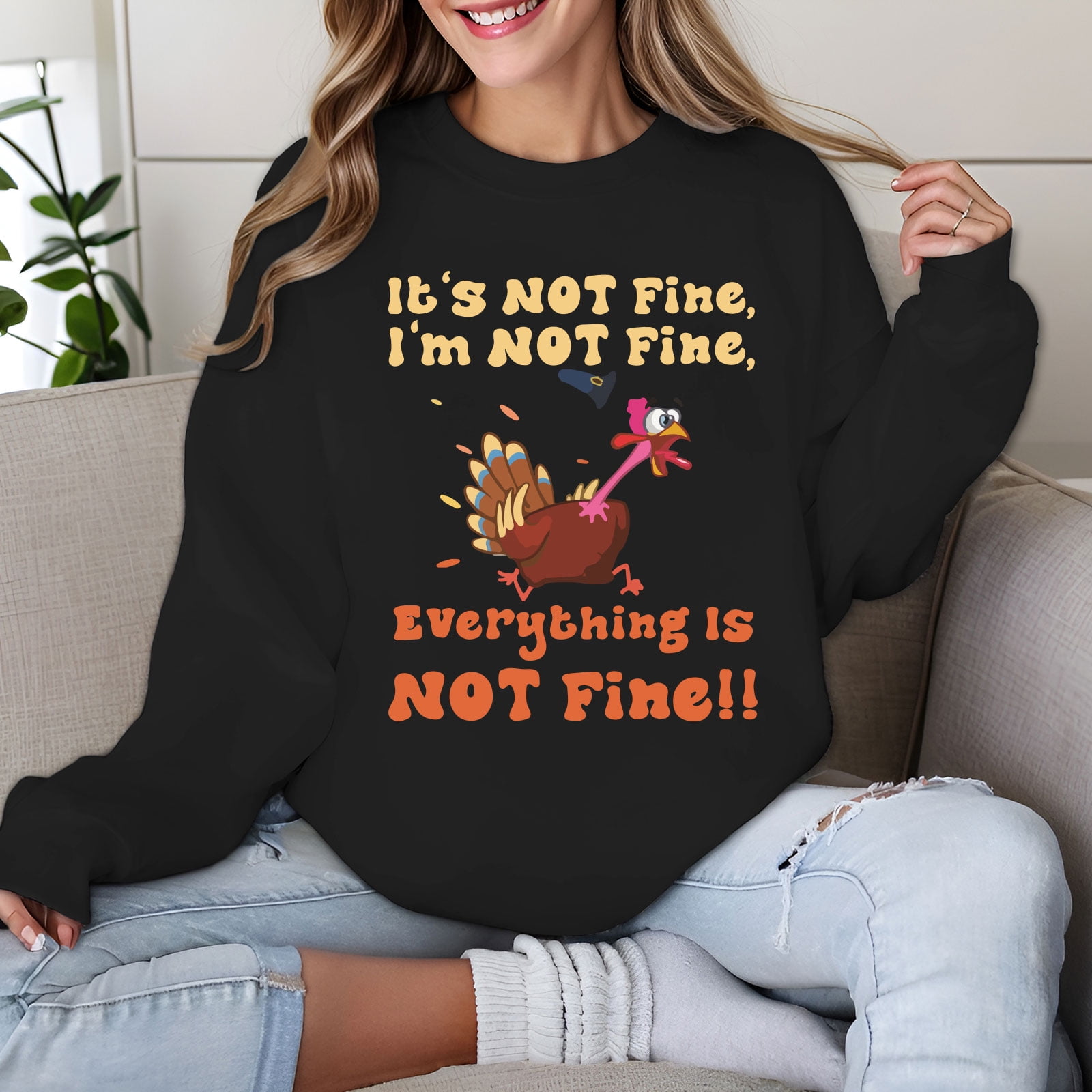 OUSIMEN Damen Sweatshirt Langarm - Rundhals Pullover Aus Polyester-Viscose