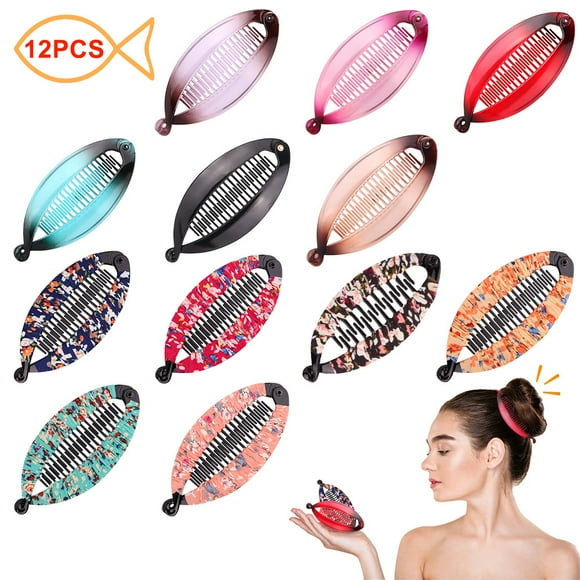 OUSITAI 12 Pcs Banana Clips Fish Clips Slide Hair Clipsfor Banana Hair Comb Hair Accessories for Women(Multicolor)