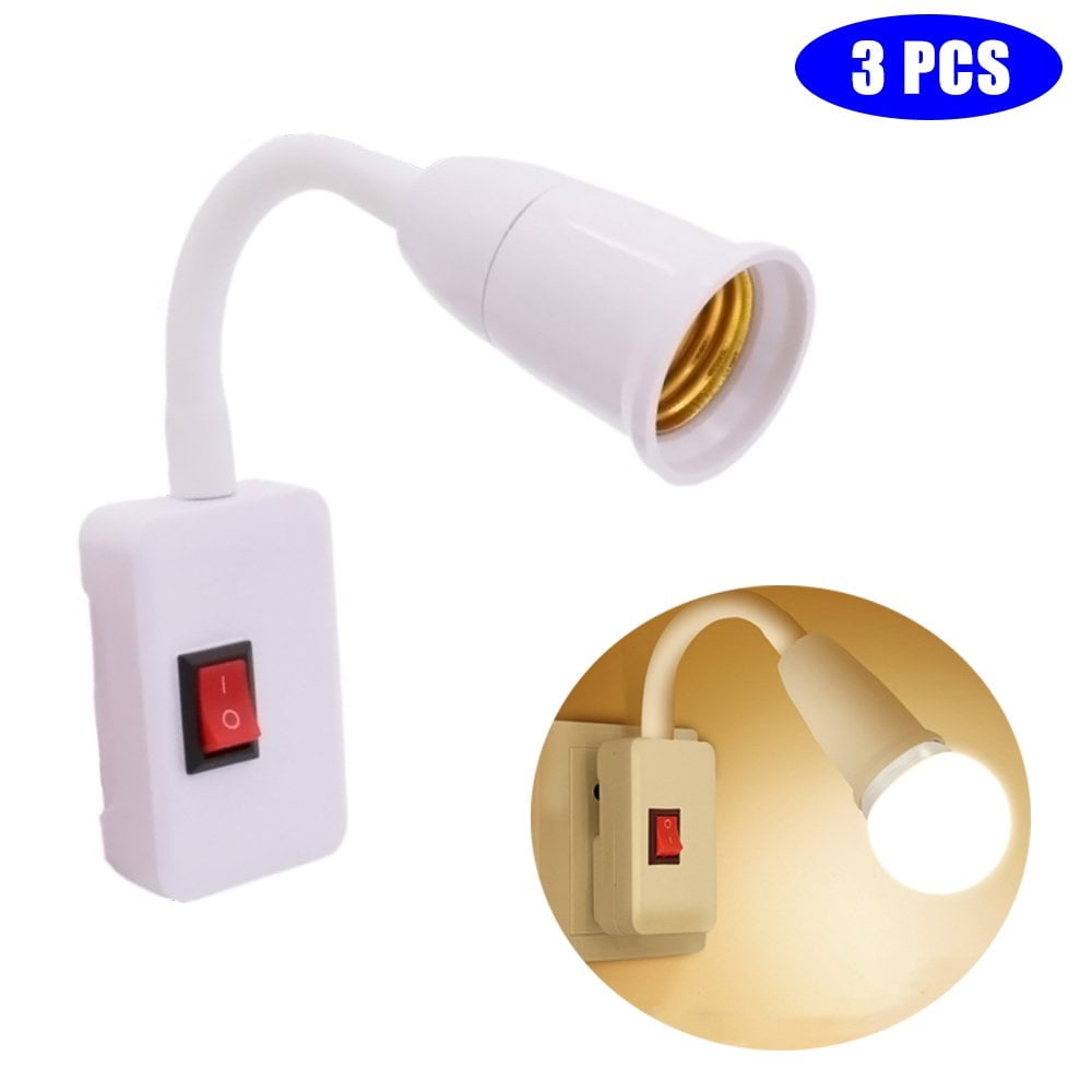 OUSITAI 3-Pack E27 Socket Adapter with On/Off Switch Light Lamp Bulb All Direction Extension Adapter Extenders for Home Light Fixtures Socket Converter Bulbs Plug