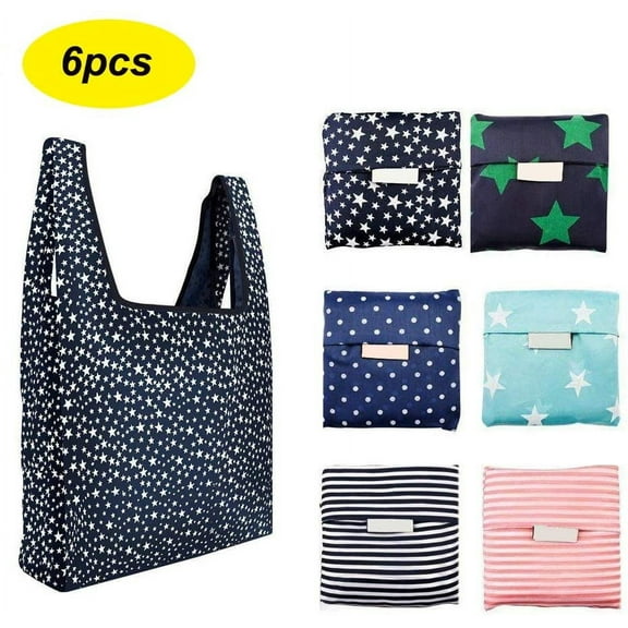 OUSITAI 6 Pack Reusable Shopping Grocery Bags Foldable, Washable Grocery Tote with Pouch, Heavy Duty Shopping Tote Bag, Eco-Friendly Purse Bag Fits in Pocket Waterproof & Lightweight