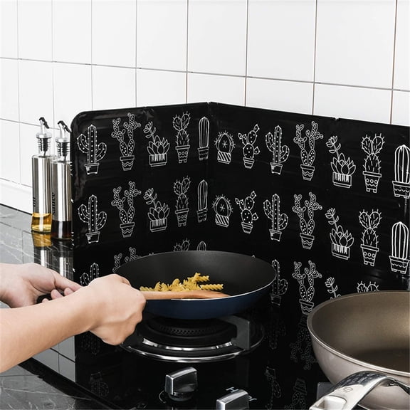 OUSITAI Cooking Baffle Plate,Aluminum Foil Wall Oil Splatter Proof Baffle Foldable 3 Sided Splatter Guard Stove Heat Insulation Sheet Kitchen,Stove Foil Plate Prevent Oil Splash Cooking Hot Baffle