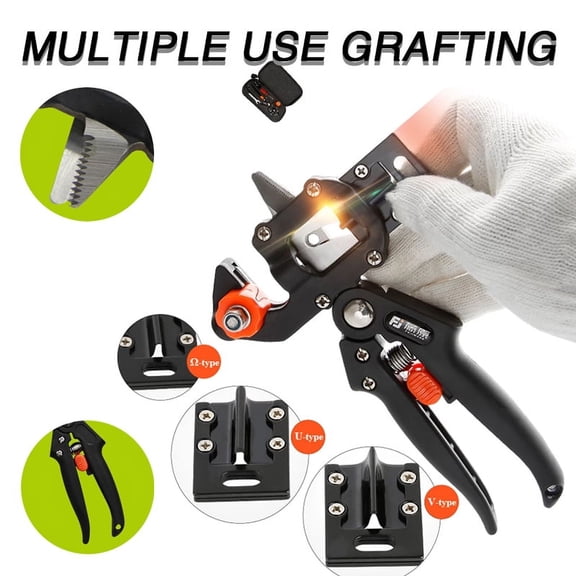 OUSITAI Garden Grafting Tools, 2 in 1 Garden Pruning Tools Including Grafting Tapes Grafting Knife Rubber Bands for Plant Branch Vine Fruit Tree Cutting Pruner Tool Kits