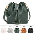 thumbnail image 1 of OUSITAI Handbags for Women, Shoulder Bags Leather Drawstring Long Strap Shoulder Purses Bags (Green), 1 of 5