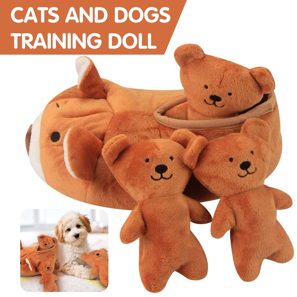OUSITAI Hide and Seek Dog Toy Durable Squeaky Plush Bear Pet Toy Puzzle Interactive Game For Puppy, Small, Medium, Large Dogs