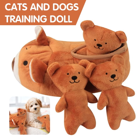 OUSITAI Hide and Seek Dog Toy Durable Squeaky Plush Bear Pet Toy Puzzle Interactive Game For Puppy, Small, Medium, Large Dogs