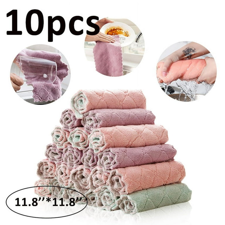 10 Pack Kitchen Cloth Dish Towels, Microfiber Cleaning Cloth