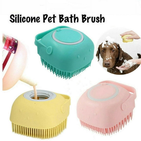 OUSITAI Molain Dog Cat Bath Brush Comb Silicone Rubber Dog Grooming Brush Silicone Puppy Massage Brush Hair Fur Grooming Cleaning Brush Soft Shampoo Dispenser