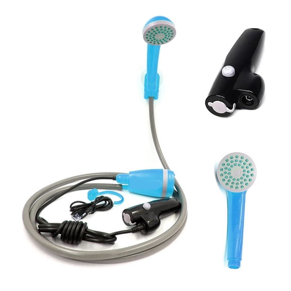 OUSITAI Portable Camping Shower Outdoor Compact Handheld & Hands-Free Rechargeable Shower Head & Cleaning System w/ 3.7V Pump, 6-Ft Hose Removable Filter Multiuse Hook & USB Cable