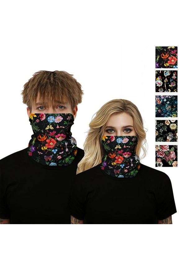 Printed Seamless Face Cover Mouth Mask Scarf Bandanas Neck Gaiter - Dust & UV Sun-Protection for Festivals and Outdoors Riding Sunscreen,Multifunctional Bib and Magic Headscarf