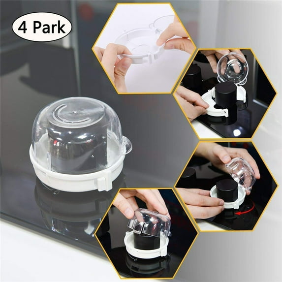 OUSITAI Safety-Novelty Child-Proof Stove Knob Covers Strong 2021 Upgraded Heat Resistant Model | Please Measure Your Knob First 4 Pieces Optional 3M Strongest Adhesive Included Baby & Kids Kitchen