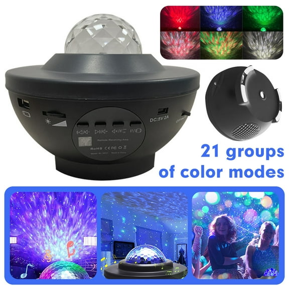 OUSITAI Smart APP Control Star Projector Night Light, Ocean Wave Starry Projector with 21 Lighting Modes with Remote Control & Built-in Music Player Star Projection Lamp Decor for kids Bedroom