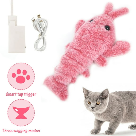 OUSITAI USB Rechargeable Electric Mobile Cat Toy Floppy Disk Lobster Pet Tail Plush Toy