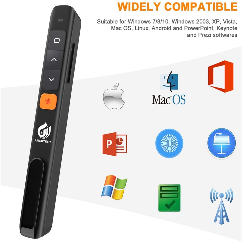 OUSITAI Wireless Presenter, RF 2.4GHz USB and TypeC Presentation