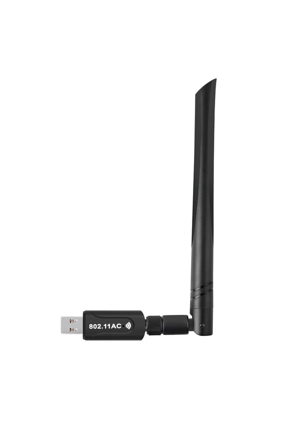 1200Mbps Techkey USB 3.0 WiFi 802.11 ac Wireless Network Adapter with Dual Band 2.42GHz/300Mbps 5.8GHz/866Mbps 5dBi High Gain Antenna for Desktop Windows XP/Vista / 7-10 Mac(Black)