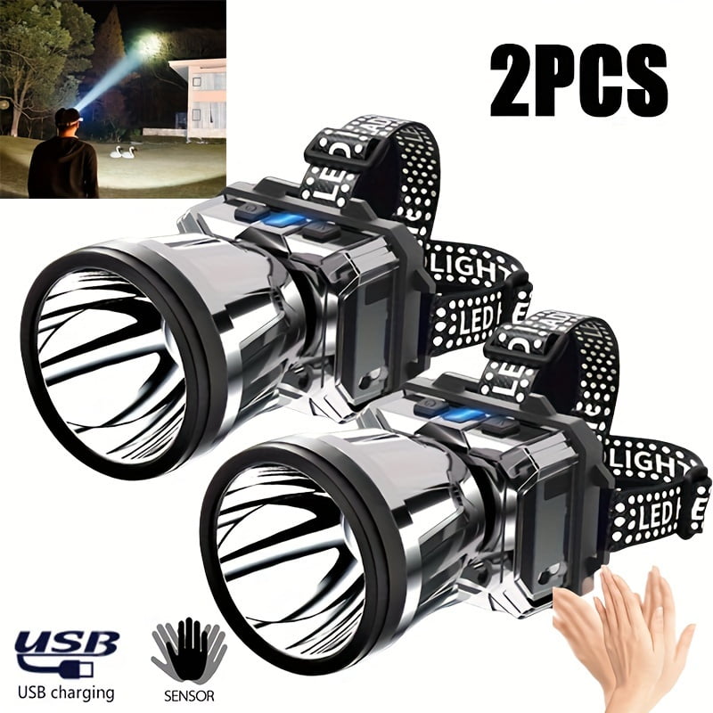 OUSITAID 2PCS Bright Headlamp Rechargeable LED Headlights Set Rapid