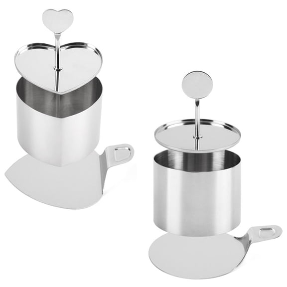 OUSITAID 2Pcs Baking Mold Creative Stainless Steel, Birthday Cake Pressing Mold，Stainless Steel Round Cake Ring Mold