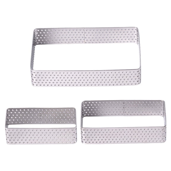 OUSITAID 3 PCS Biscuits Stainless Steel Mousse Ring Muffin Ring Mousse Mould Tartlet Mould,Stainless Steel Perforated Tart Ring