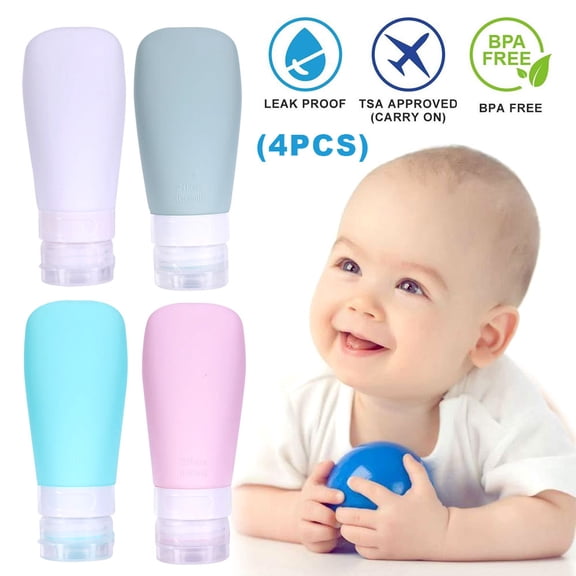 OUSITAID 4 PCS Silicone Travel Bottles, Leak Proof Squeezable Refillable Travel Accessories Toiletries Containers Travel Size Cosmetic Tube for Shampoo Lotion Soap Liquids