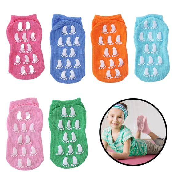 OUSITAID 6 Packs Baby Boy Anti Slip Socks with Grip Kid Non Slip Anti Skid Socks Cotton Toddler Walking Socks(1-5Years)