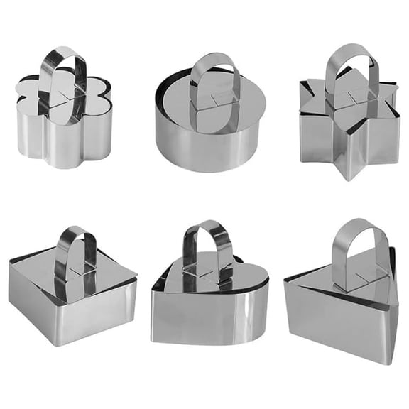 OUSITAID 6PCS Stainless Steel Small Mousse Ring Cake Mold With Push-plate Biscuit Mold,Cake Rings Cooking Rings Dessert Mousse Mold Stainless Steel