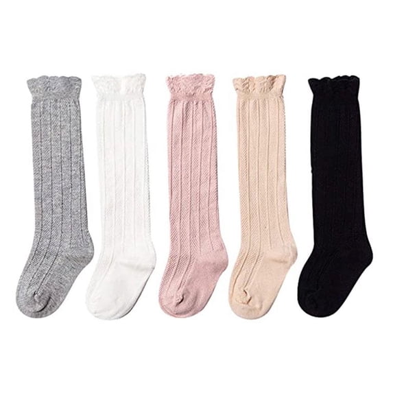 OUSITAID Baby Girls Boys Uniform Knee High Socks Tube Ruffled Stockings Infants and Toddlers White/M
