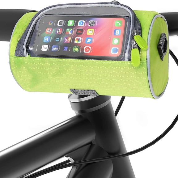 OUSITAID Bicycle Handlebar Bag Front Rack Storage Bag Shoulder Bag Waist Bag Waterproof Large-Capacity Front Bag with Touch Screen Mobile Phone Bag (Green)