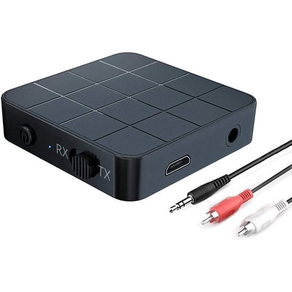 OUSITAID Bluetooth 5.0 Audio Transmitter Receiver Adapter,2 IN 1 Wireless 3.5mm aptX Low Latency Stereo Audio Adapter for Home Sound System/TV/PC/Tablet/Speaker Headphone