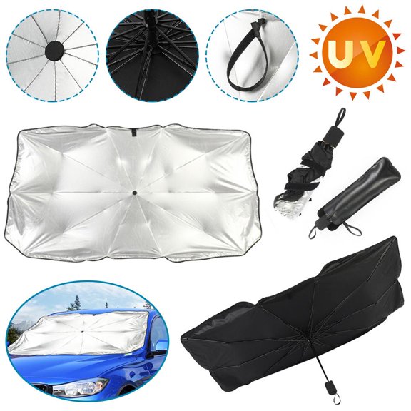 OUSITAID Car Windshield Sun Shade UV Rays and Heat Sun Visor Protector Foldable Reflector Windshields Umbrella with Storage Pouch