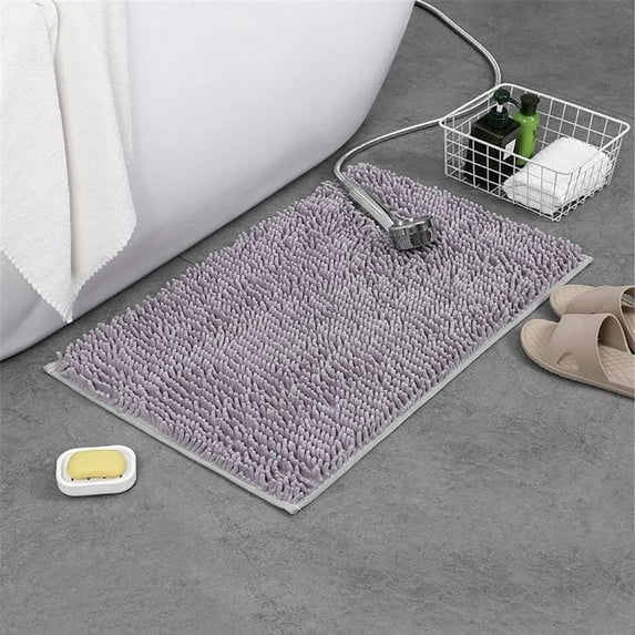 OUSITAID Floor Mat, Solid Color Chenille Bedroom Kitchen Door Floor Mat Entrance Antislip Carpet Rug Light Gray/50*80CM