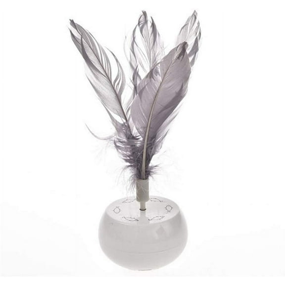 OUSITAID Interactive Cat Toys, Remote Control Indoor Cats Automatic/Manual Electric Kitten Toys, 360 Degree Self Rotating Kitty Toys with Catnip Feather Bell, White