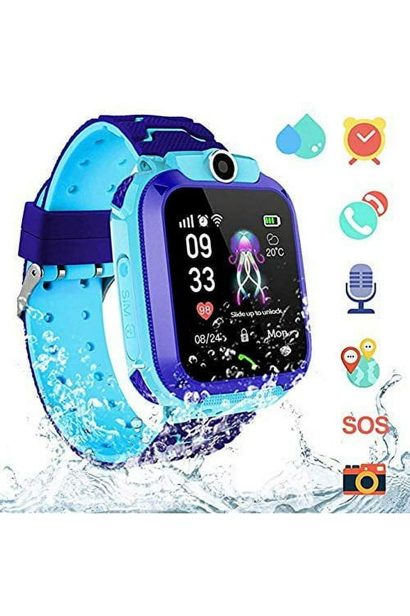 Kids Smartwatch Waterproof AGPS Tracker Anti-Lost Smart Watch Phone for Children 3-12 Girls Boys SOS Call Remote Camera Two Way Call Touch Screen Games Christmas Birthday