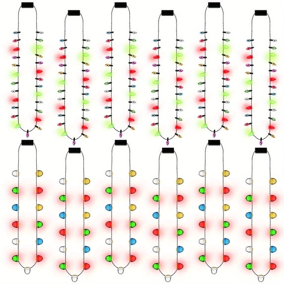OUSITAID Light Up Christmas Necklace Bulk For Adults Christmas Light Necklace 3 Modes Glow Xmas Necklace Accessories For Ugly Sweater Party And Holiday Favors