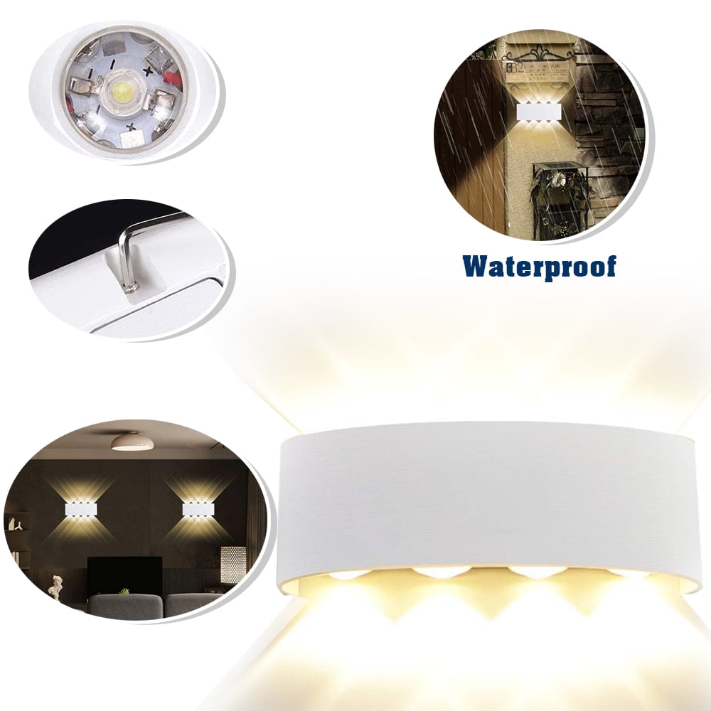 OUSITAID Modern Outdoor Waterproof Wall Lamp 8W 8 LEDs Hallway Porch Wall Sconce Up Down Wall Light Indoor Matte Black Wall Mount Light Fixture for Hotels Yards Doorways Garden Pathway