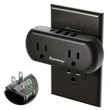 OUSITAID Multi-Plug ProMaster - 3 Prong to 2 Prong Wall Charger with 2 Wide-Spaced Outlets  3 USB Ports  and US to Japan Travel Plug Adapter - Type A Splitter for Convenient Charging and