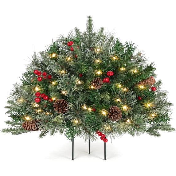 OUSITAID Outdoor Christmas Tree Frosted Urn Filler Pre-lit Artificial ...