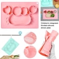 thumbnail image 1 of OUSITAID Silicone Crab Plate Children Silicone Plate Separation, Baby Food Box Plate, Household Tableware, Dishwasher and Microwave Safe Silicone Sucker, Pink, 1 of 9