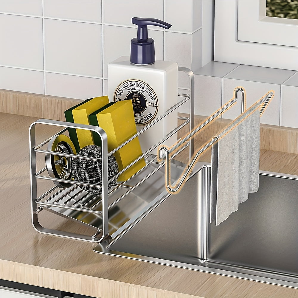 JOMOLA Sink Sponge Holder for Kitchen 2-in-1 Sink Caddy Organizer for
