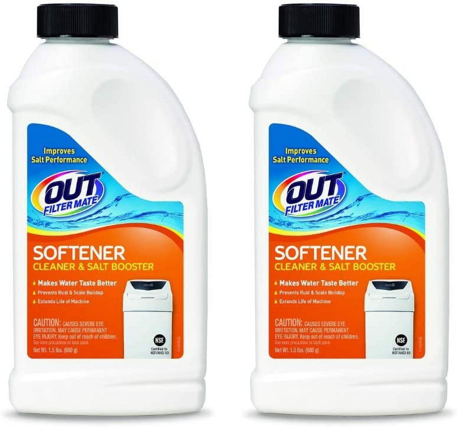 Out Filter Mate Water Softener Cleaner and Salt Booster Powder, 24 oz Bottle 2-Pack