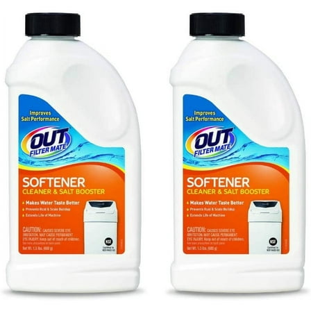 OUT Filter MateWater Softener Cleaner and Salt Booster Powder, 24 oz Bottle 2-Pack