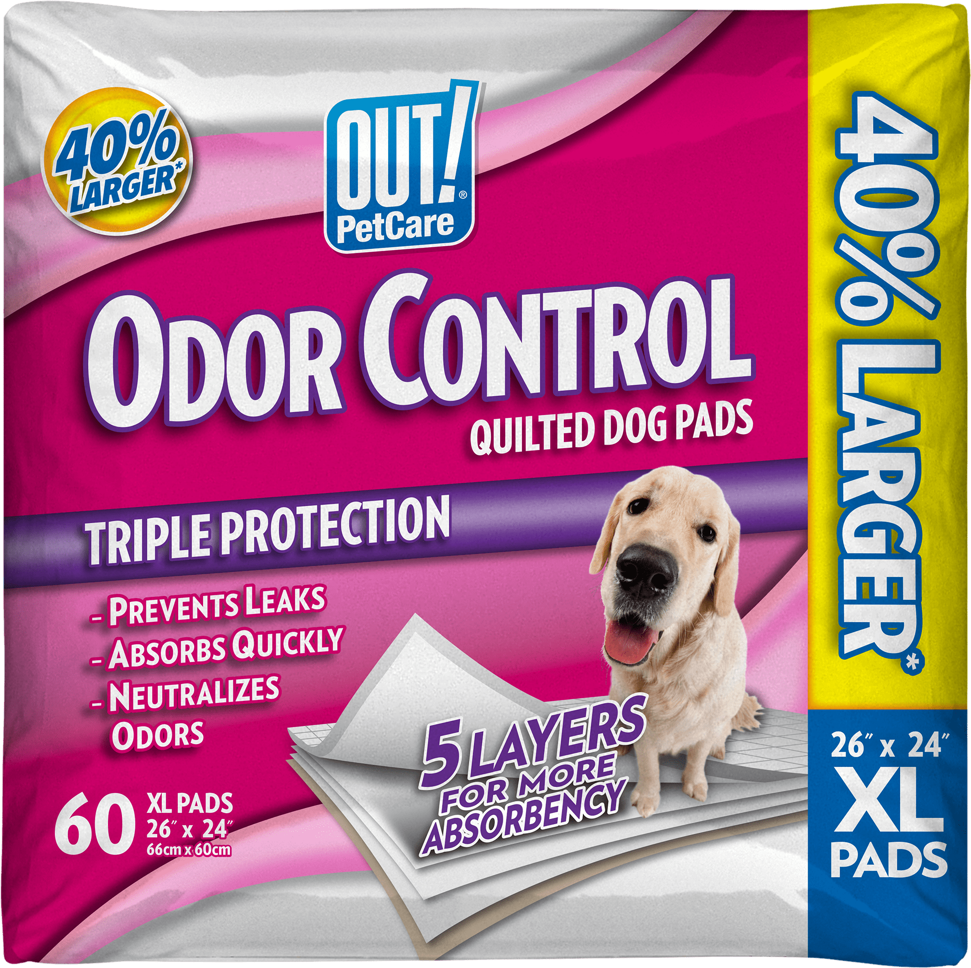 OUT! Odor Control Extra Large Puppy Training Dog Pads Absorbent Pet
