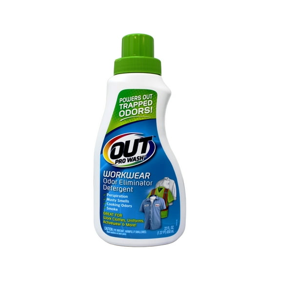 OUT ProWash Workwear Odor Eliminator and Stain Remover Laundry Detergent, Great for Work Clothes, Uniforms, Active Wear, and More, 22 Ounce Bottle