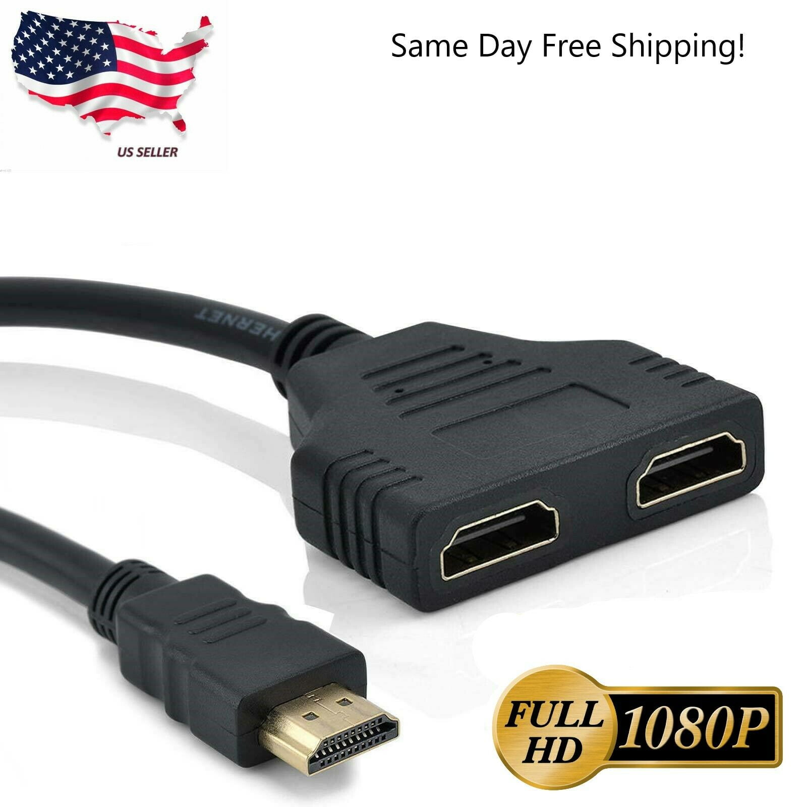 OUTAD F169HD 1080P HDMI Male to Dual HDMI Female 1 to 2 Way Splitter Cable for HDTV Signal