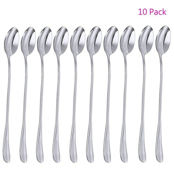 OUTAD Long Handle Stainless Steel Mixing Spoons (10 Count)